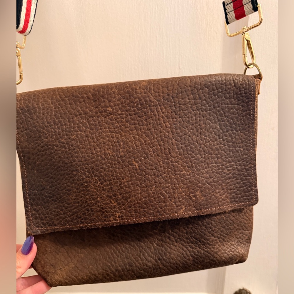 Handmade Brown Leather Crossbody Bag - Classic Textured Design